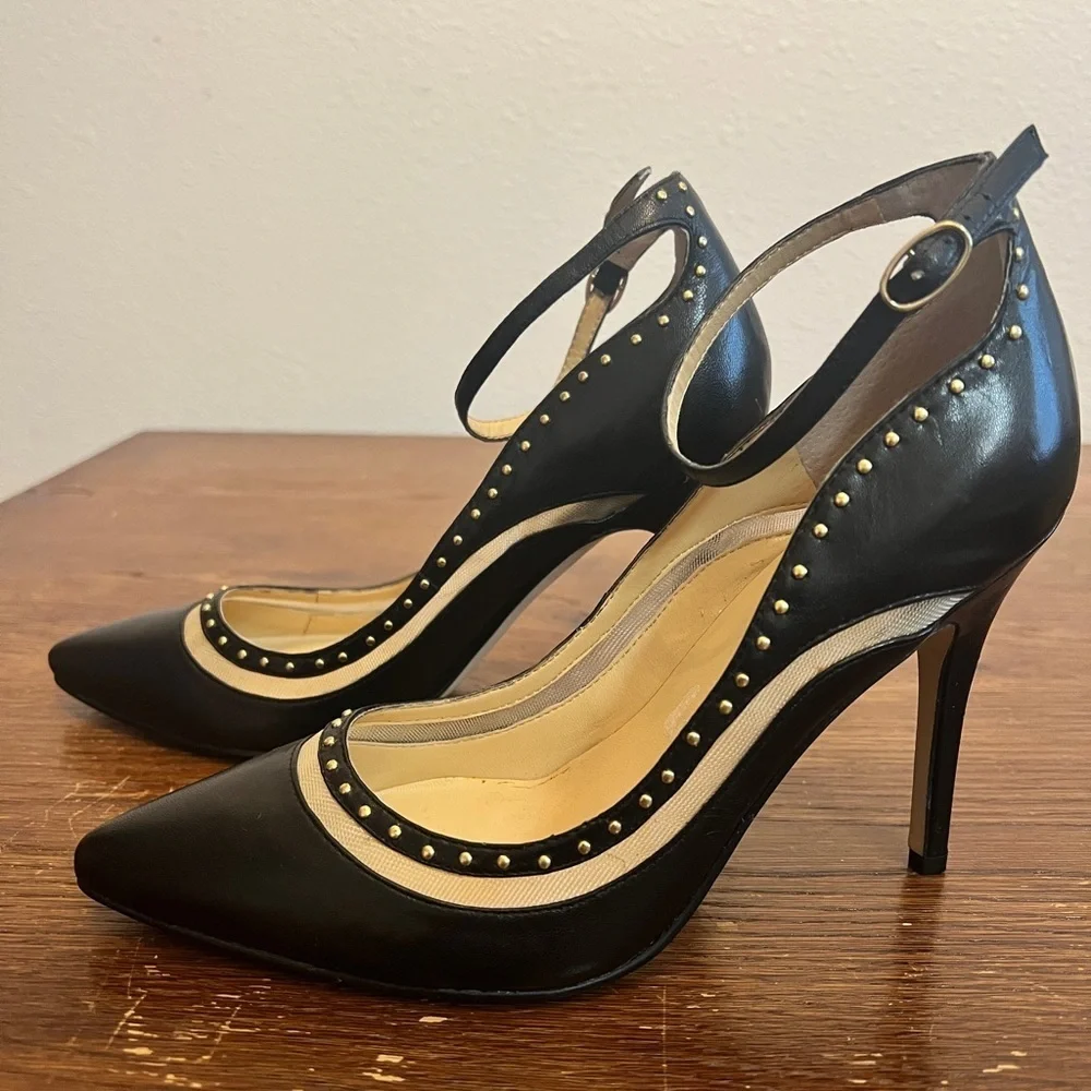 LVKIMI Black Studded High Heels Size 7.5